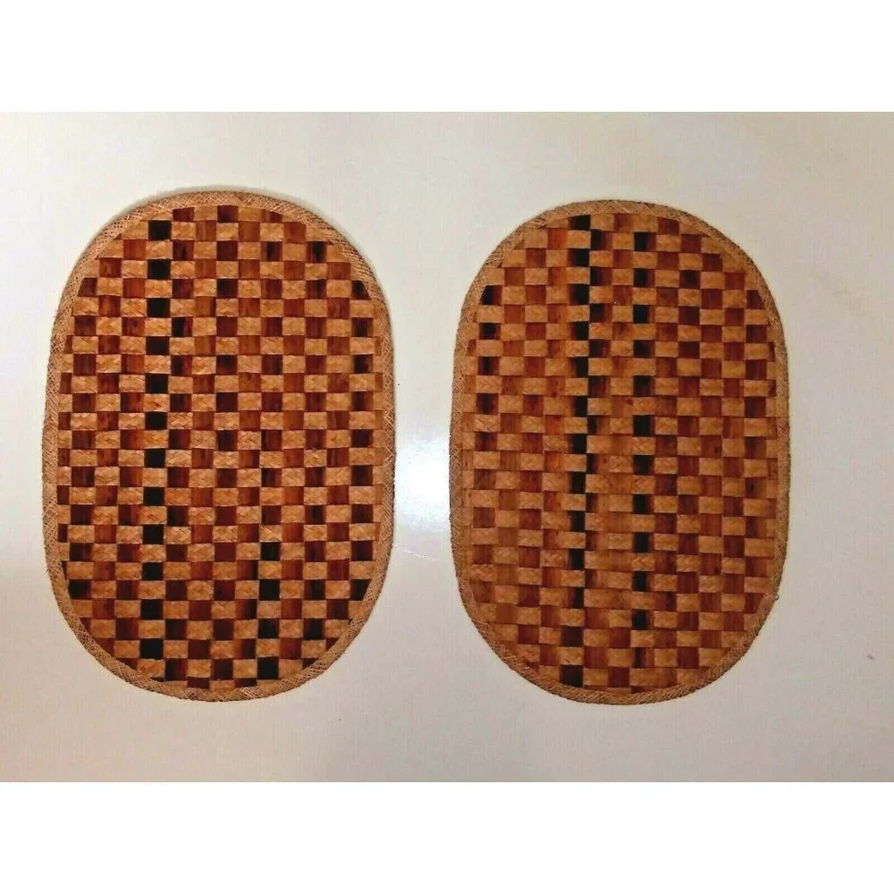 set of 2 PLACEMATS wicker Rattan WOVEN straw NWOT VINTAGE 19”x13” brown tan